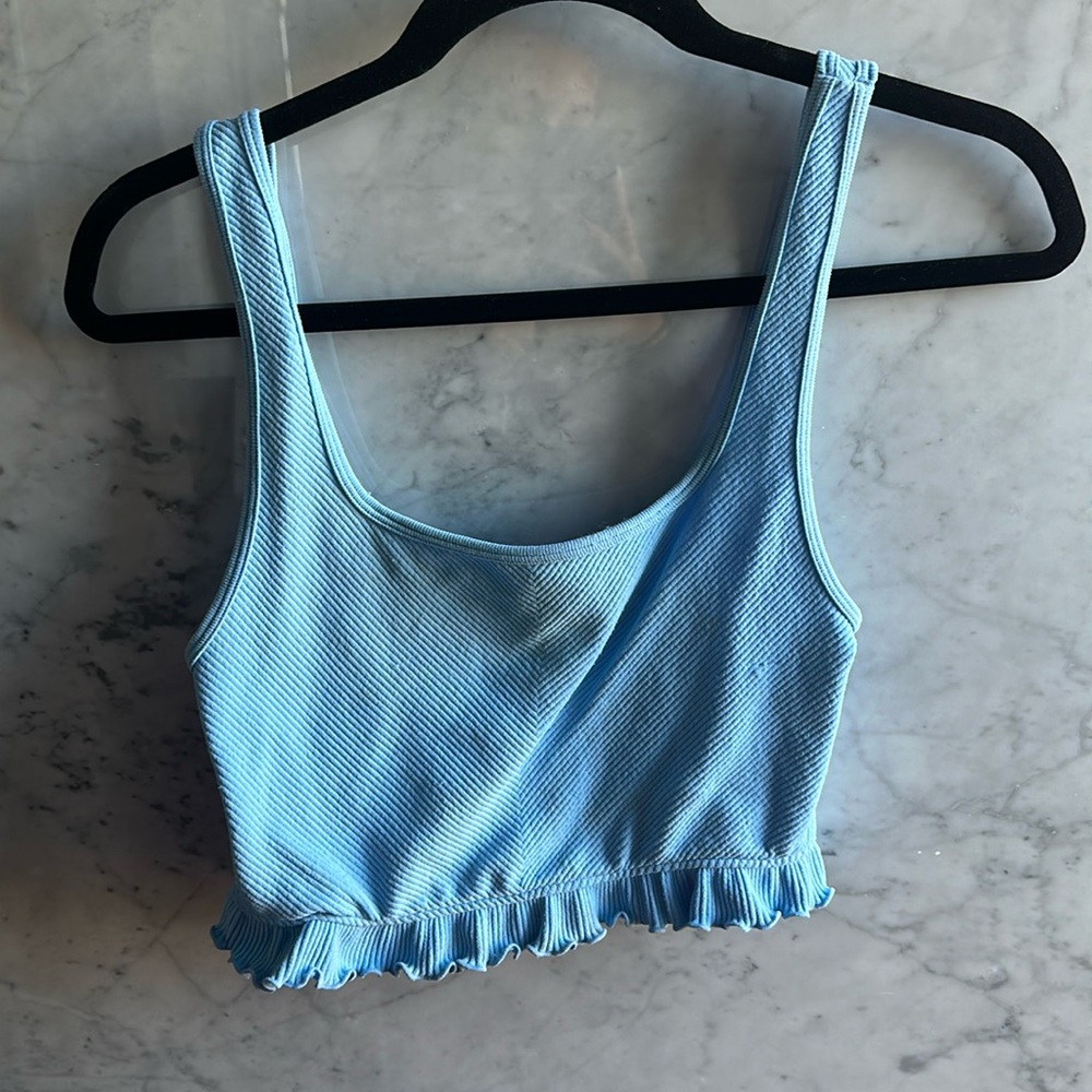 Light blue Zara tank top with ruffles